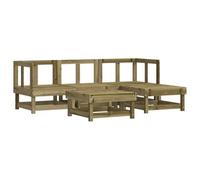 Qnhdfrt 5-Piece Impregnated Pine Wood Outdoor Modular Sofa Set | Includes coffee tables and footrests, providing versatile configuration options for your patio, balcony, or garden.