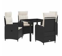 Qnhdfrt 5-Piece Patio Dining Set with Reclining Rattan Chairs