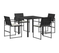 Qnhdfrt 5-Piece PE Rattan Patio Dining Set, Black and Cream