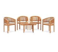 Qnhdfrt 5-Piece Solid Teak Patio Furniture Set with 4 Banana Chairs