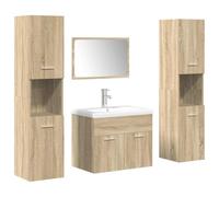 Qnhdfrt 5-Piece Wall Mount Bathroom Vanity Set with Sink, Sonoma Oak