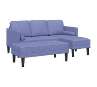 Qnhdfrt 5-Seat Modular Sofa Set with Ottoman Denim Blue Fabric