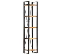 Qnhdfrt 5-Tier Industrial Mango Wood and Steel Bookshelf