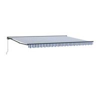 Qnhdfrt 5x3.5m Manual Retractable Patio Awning, Blue and White