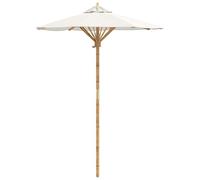 Qnhdfrt 5x7 ft Round Bamboo Patio Umbrella Cream White