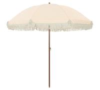 Qnhdfrt 6.7ft Tilting Beach Umbrella, Yellow and White Striped