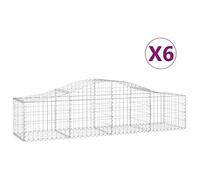 Qnhdfrt 6-Pack Galvanized Iron Arched Gabion Baskets, Silver | These 200x50x40/60 cm wire cages feature a 5x10 cm mesh, ideal for garden retaining walls and outdoor landscaping.
