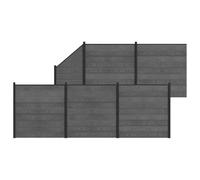 Qnhdfrt 6-Pack WPC and Aluminum Garden Privacy Fence, Gray