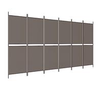 Qnhdfrt 6-Panel Folding Room Divider, 10x6.5ft Fabric & Iron Screen, Gray