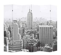 Qnhdfrt 6-Panel Folding Room Divider, Black & White New York Canvas