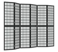 Qnhdfrt 6-Panel Folding Shoji Room Divider, Black Wood