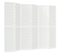Qnhdfrt 6-Panel Shoji Room Divider, White Fir Wood & Rice Paper