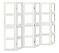 Qnhdfrt 6-Panel Solid Wood Room Divider with Rotating Photo Frames, White