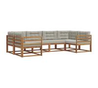 Qnhdfrt 6-Piece Acacia Wood Outdoor Sectional Sofa Set