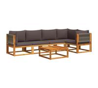 Qnhdfrt 6-Piece Acacia Wood & Rope Outdoor Modular Sofa Set