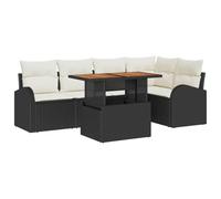 Qnhdfrt 6-Piece Black PE Rattan Modular Patio Sofa Set with Coffee Table