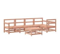 Qnhdfrt 6-Piece Douglas Fir Solid Wood Outdoor Modular Sofa Set