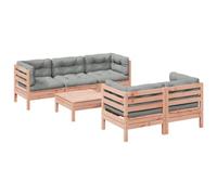 Qnhdfrt 6-Piece Modular Douglas Fir Wood Patio Sofa Set