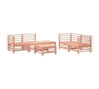 Qnhdfrt 6-Piece Solid Douglas Fir Wood Outdoor Modular Sofa Set