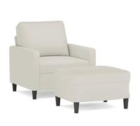 Qnhdfrt 60cm Cream Velvet Armchair with Ottoman