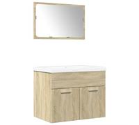 Qnhdfrt 60cm Sonoma Oak Bathroom Vanity Set with Ceramic Sink and Mirror
