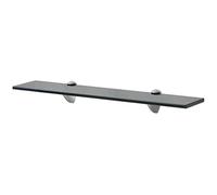 Qnhdfrt 60x20cm Black Tempered Glass Floating Wall Shelf