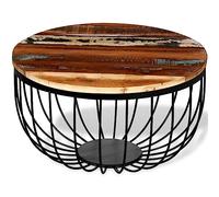 Qnhdfrt 60x35cm Round Reclaimed Wood Coffee Table with Iron Legs