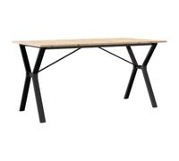 Qnhdfrt 63" Rectangular Dining Table, Solid Pine Wood & Steel Y-Leg