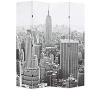 Qnhdfrt 63x67 Wood Canvas Folding Room Divider, Black & White NY Print