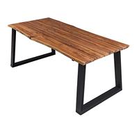 Qnhdfrt 67-inch Solid Acacia Wood and Metal Dining Table