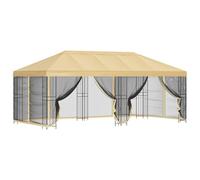 Qnhdfrt 6x3m Outdoor Gazebo with Mesh Walls Steel Frame Cream