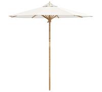 Qnhdfrt 7.1x7.5ft Bamboo Patio Umbrella, Round Cream White Canopy