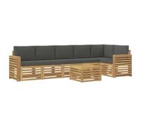 Qnhdfrt 7-Piece Acacia Wood Modular Patio Sofa Set, White & Anthracite