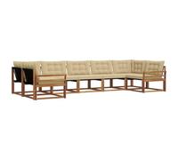 Qnhdfrt 7-Piece Acacia Wood & Textilene Outdoor Modular Sofa Set