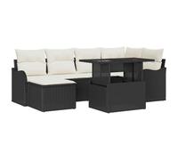 Qnhdfrt 7-Piece Black PE Rattan Patio Sofa Set with Cushions & Table