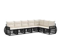 Qnhdfrt 7-Piece Modular Rattan Patio Sofa Set, Black & Cream