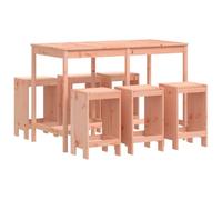 Qnhdfrt 7-Piece Solid Douglas Fir Wood Outdoor Bar Set