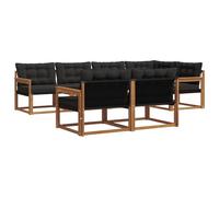 Qnhdfrt 7-Seater Acacia Wood Outdoor Modular Sofa Set, Natural & Black