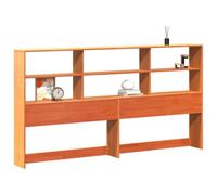 Qnhdfrt 71-inch Solid Pine Wood Storage Headboard, 6 Shelves, Brown