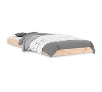 Qnhdfrt 75x190 cm Solid Pine Wood Single Bed Frame with Slats | Unfinished raw wood design fits standard mattresses, ideal for guest rooms and small spaces.