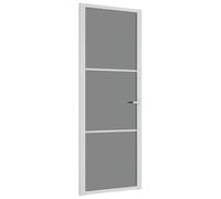 Qnhdfrt 76x201.5 cm Aluminum ESG Dark Glass Interior Swing Door, White | Includes a matching handle, ideal for modern home and office room transitions.