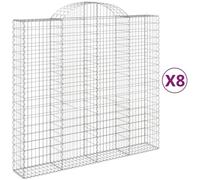 Qnhdfrt 8-Pack Galvanized Steel Arched Gabion Baskets for Garden Fence | Create decorative privacy screens and sound barriers for patio landscaping with these 200x50x180/200 cm stone walls.