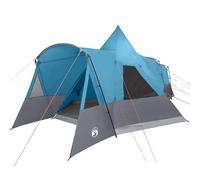 Qnhdfrt 8-Person Blue Polyester Teepee Camping Tent with Steel Poles