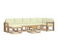 Qnhdfrt 8-Piece Acacia Wood Outdoor Sectional Sofa Set with Cushions
