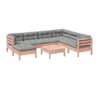Qnhdfrt 8-Piece Douglas Fir Wood Modular Outdoor Sofa Set