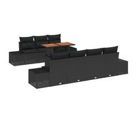 Qnhdfrt 8-Piece Modular Black PE Rattan Patio Sofa Set with Coffee Table