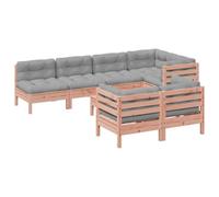 Qnhdfrt 8-Piece Modular Douglas Fir Wood Outdoor Sofa Set
