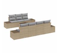 Qnhdfrt 8-Piece Modular Rattan Patio Sofa Set, Gray & Beige