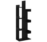 Qnhdfrt 8-Tier Tree Bookshelf, Black Engineered Wood