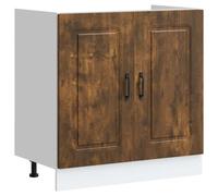 Qnhdfrt 80cm Engineered Wood Under Sink Kitchen Base Cabinet, Smoked Oak